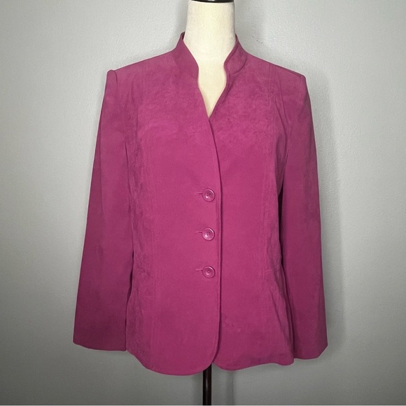 JM Collection Button Up Jacket Blazer Women 6 Purple Pink Fitted Career Business - Picture 1 of 8